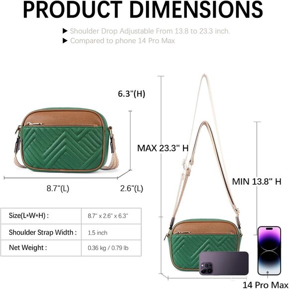 Women Green With Brown Imported Vegan Leather Small Shoulder Crossbody Handbags - Picture 2 of 5